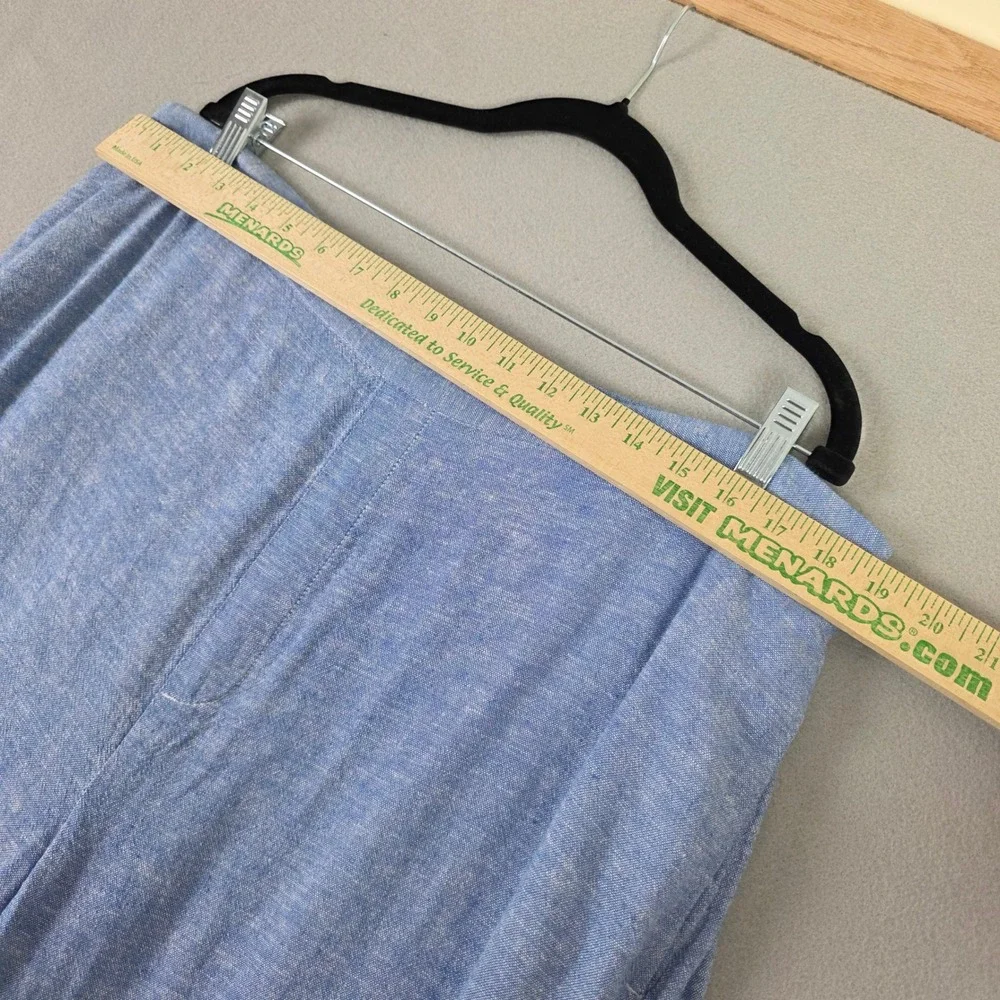Banana Republic Antique Blue Linen Blend High Rise Wide Leg Cropped Pants XL